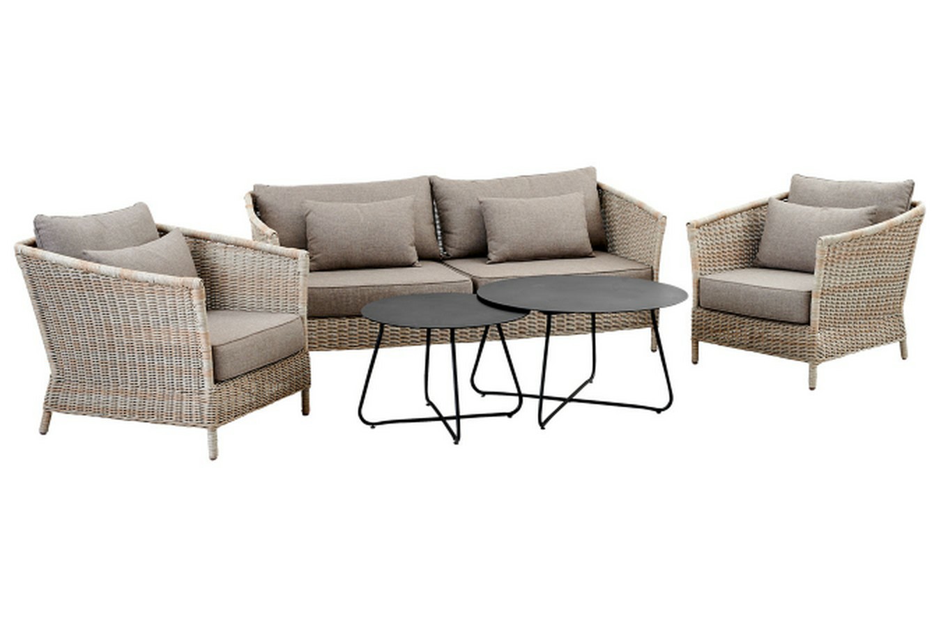 Gartensofa 3-Sitzer Aster Rattan beige