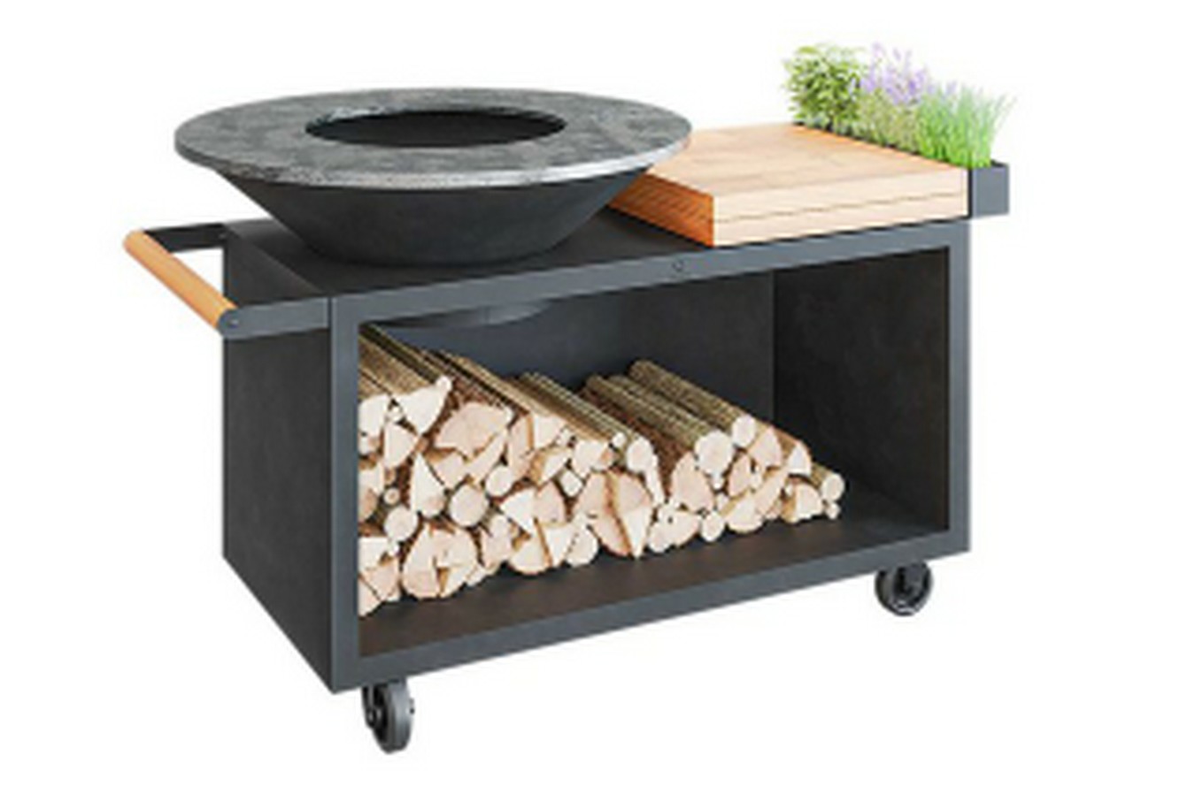 Ofyr Grill Island  Black 100 PRO Teakholz