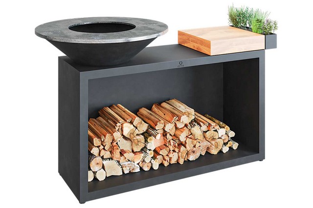 Ofyr Grill Island Black 85 Teakholz