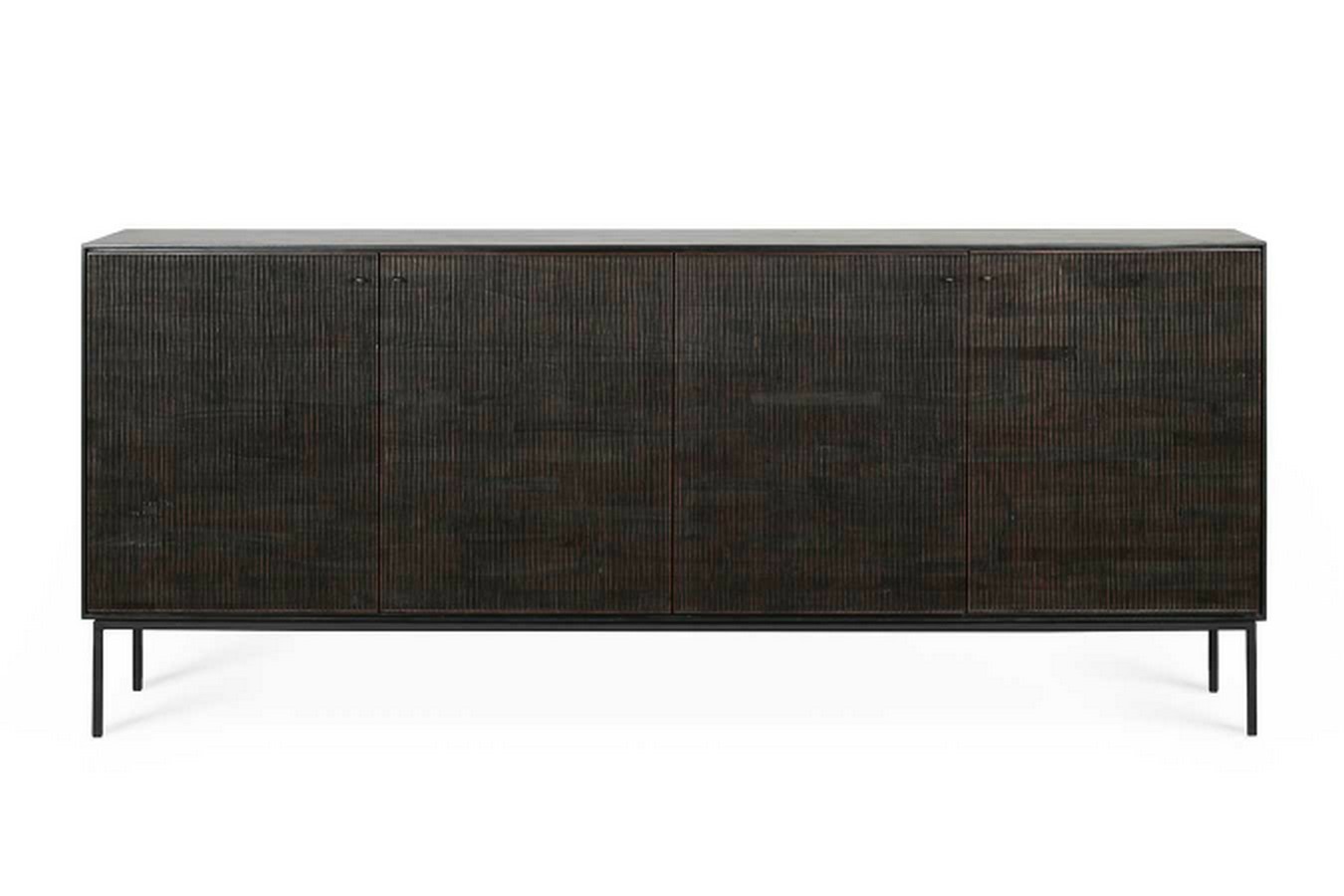 Sideboard Grooves Teak massiv B 202 cm