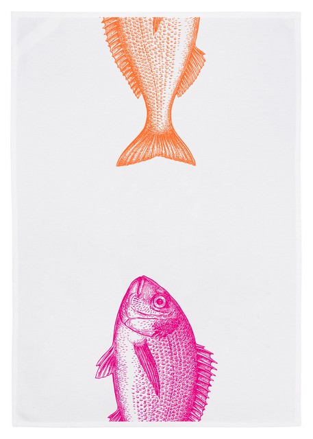 weiss, neon pink, neon orange/ Fische